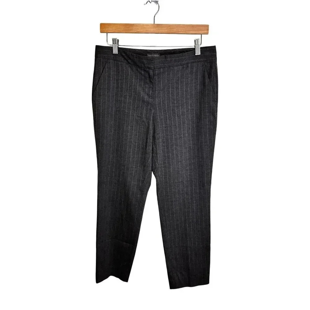 Vince Camuto Pinstriped Ankle Pants‎ Heather Gray White Women's 4 NWOT